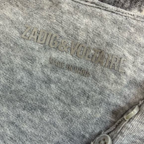 Zadig & Voltaire Gray Tunisien MC Camo Skull Cotton Short Sleeve Top Sz. XS - Picture 6 of 6